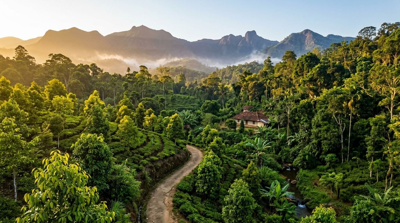 Sri Lankan nature landscape with forests and open space